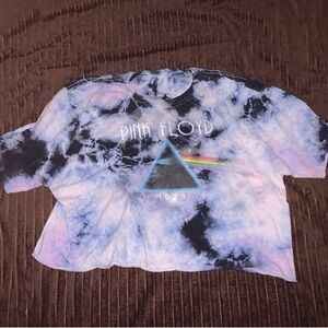 Women’s Pink Floyd crop top shirt tie dye blue and purple size medium